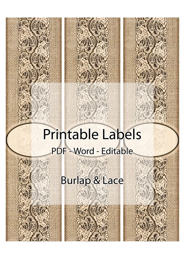 Soap Labels Printable Editable Label Digital Burlap Lace