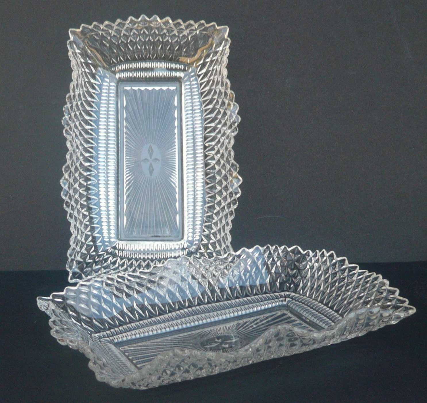 Indiana Glass Co. Relish Dish Set / Rectangle Celery-Candy-Nut Dish ...