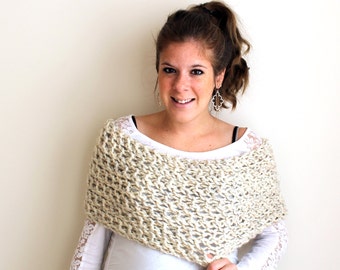 Wedding Shawl Knit Bridal Shrug Scarf Wheat- Pasquotank Cowl