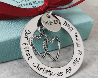 SALE!! Our first christmas as Mr. & Mrs. Personalized Christmas ornament holidays custom ornament wedding anniversary