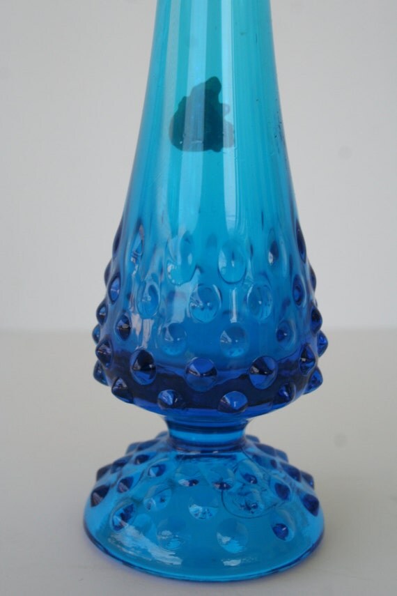 Fenton Cobalt Blue Hobnail Bud Vase Swung Glass Vase with