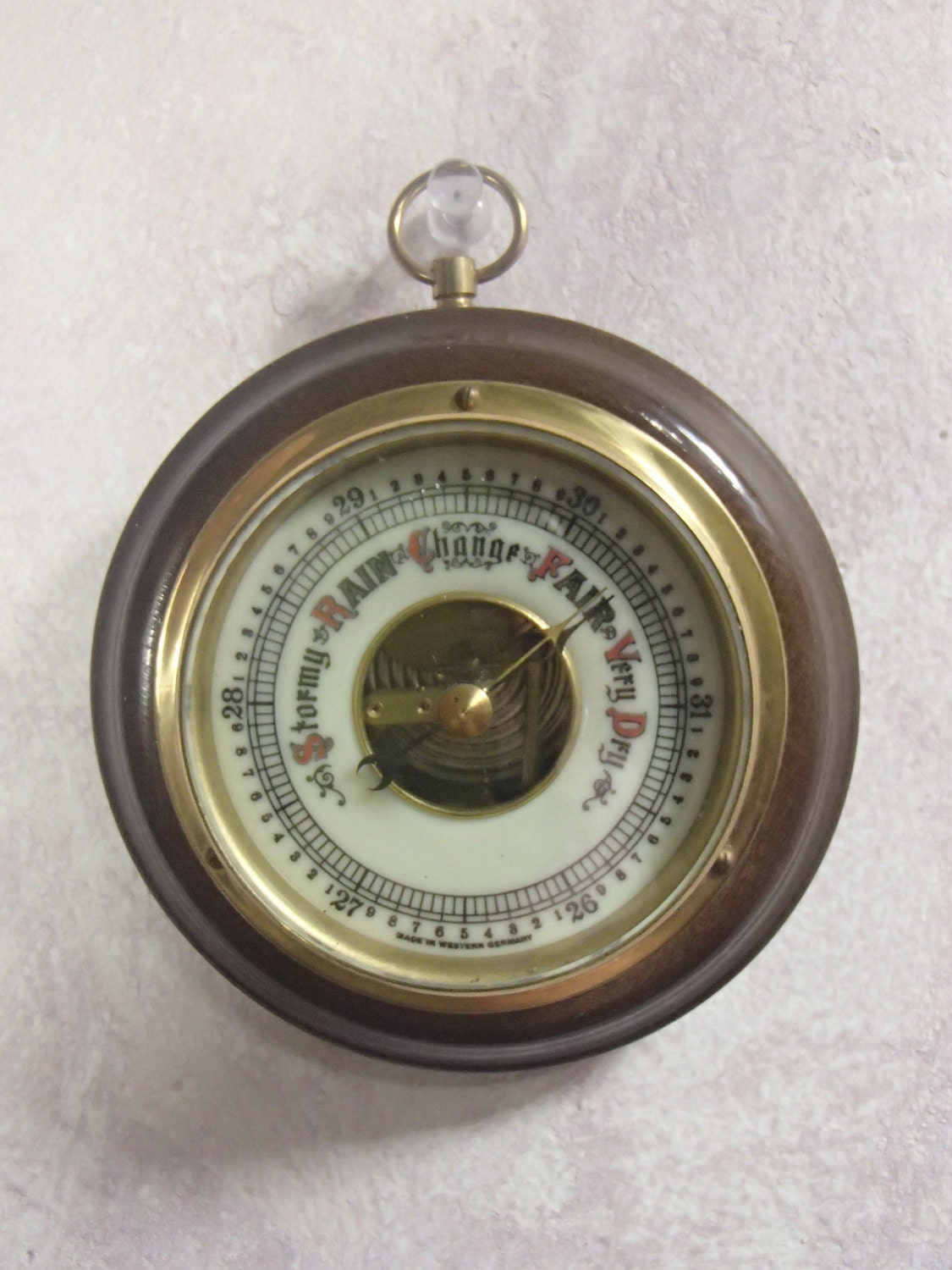 Vintage West Germany Barometer Wood and Brass by TheFreckledBerry