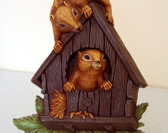 Dart resin wall art- chipmunk house-mid century plastic wall decor