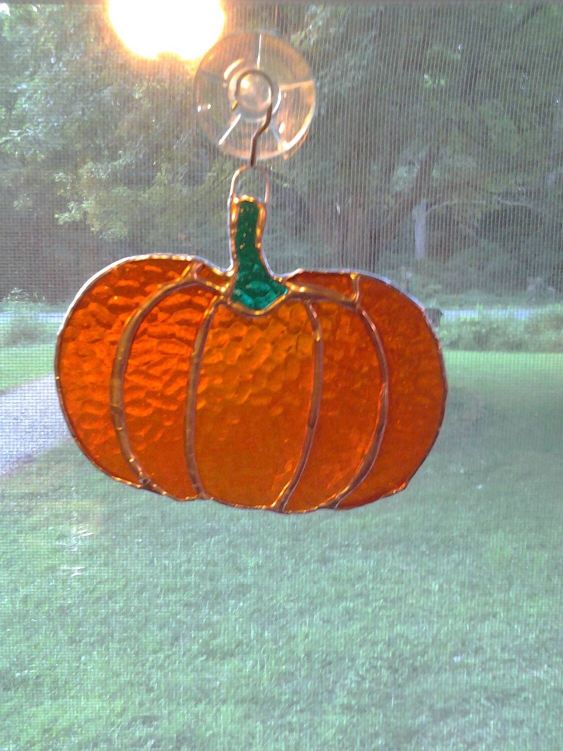 Stained glass pumpkin Handmade 4 and a half inches by 6 inches