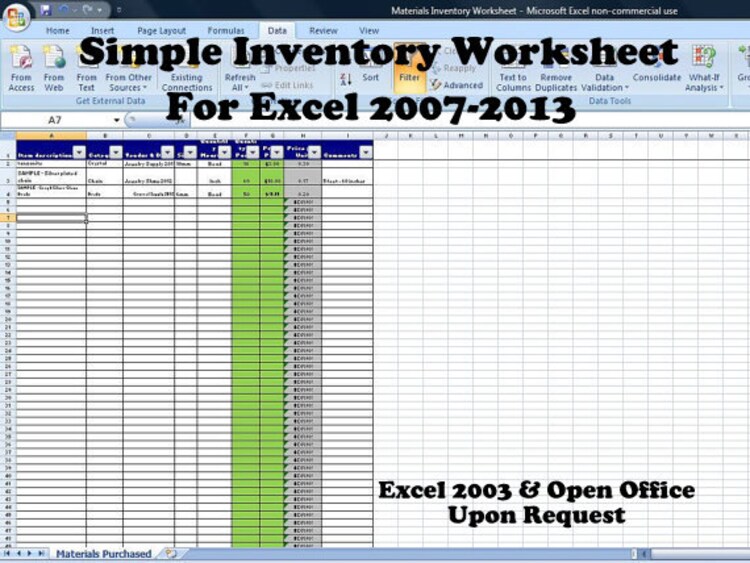 Simple Inventory Worksheet Vendor Price by TimeSavingTemplates