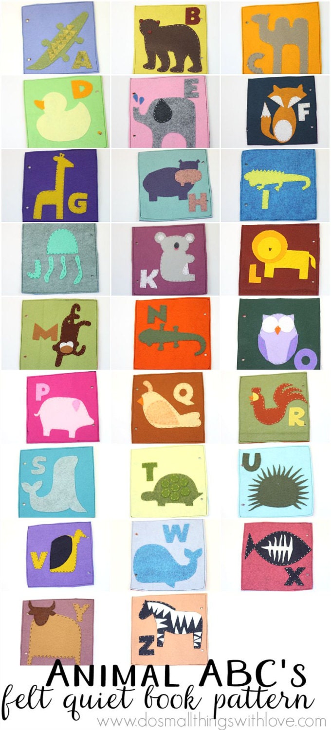 animal abcs felt quiet book pattern baby alphabet book