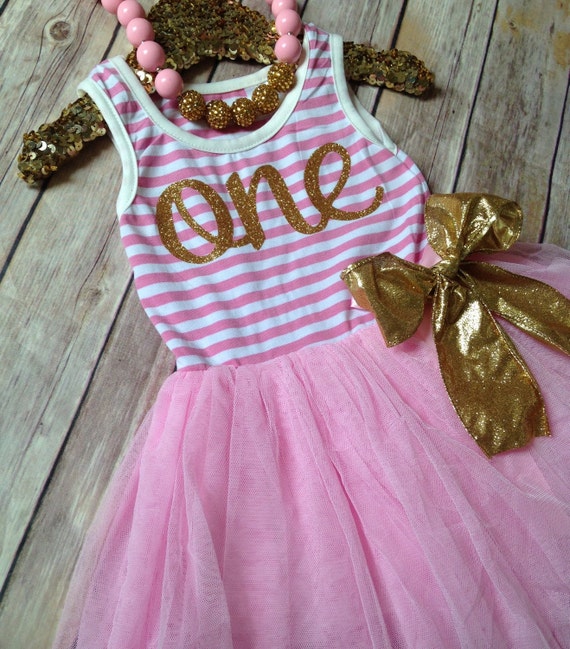 Pink and Gold birthday dress/Pink and Gold One by BespokedCo