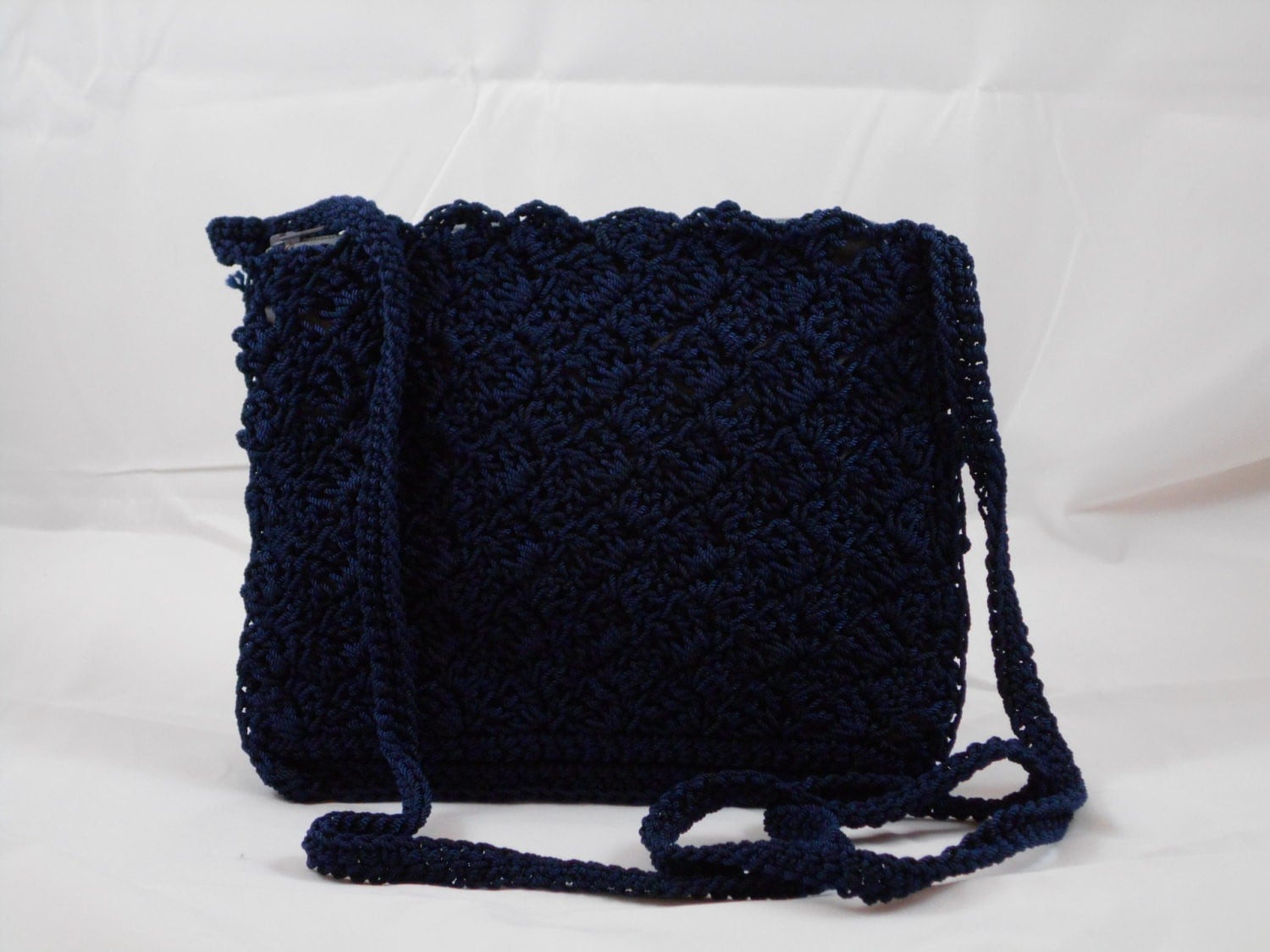Navy Crossbody Bag Navy Crochet Purse Navy Shoulder Bag