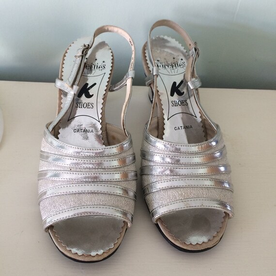 shoes fireflies silver sparkle vintage slingback sandals size UK 5.