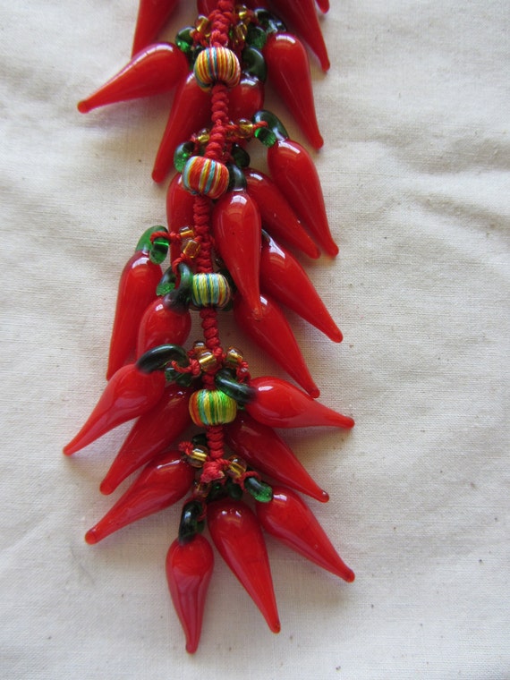 Glass Red Chili Peppers Strand