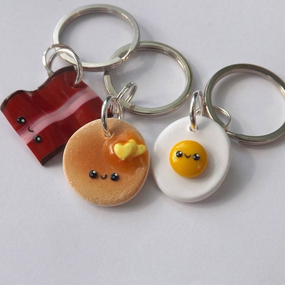 Three Best Friends Keychains Bacon Egg Pancake Best Friend