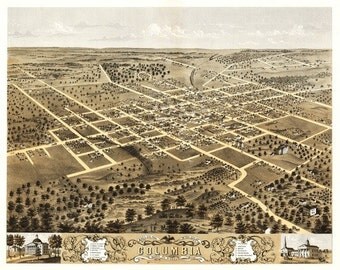 columbia missouri mo prints map mizzou 1869 history multiple sizes university downtown ozarks greetings lake building brief wiki wikipedia aerial