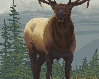 Elk Scene - Oregon (Art Prints available in multiple sizes)