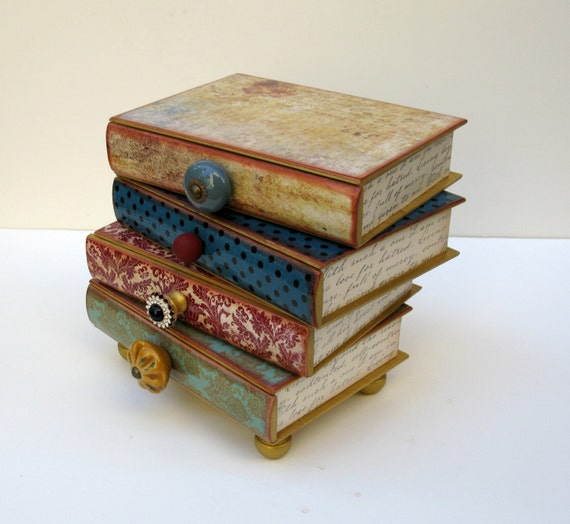 Stack of Books Four Drawer Jewelry Box Book Box Vintage