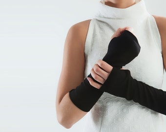 Black fingerless Gloves Unisex arm warmers Mitts - ARW