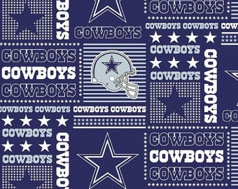 Dallas Cowboys fabric patchwork National Football League NFL fabric blue silver stars Texas 100% cotton quilting sewing fabric by the Yard