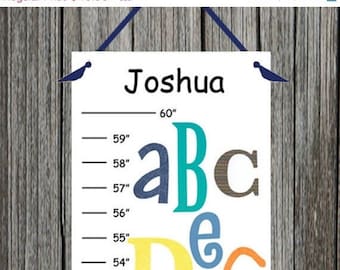 ON SALE Personalized Fun Alphabet Canvas Growth Chart