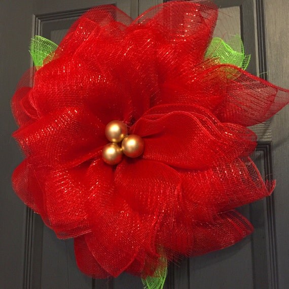 items similar to deco mesh poinsettia wreath holiday items similar to deco mesh poinsettia wreath holiday