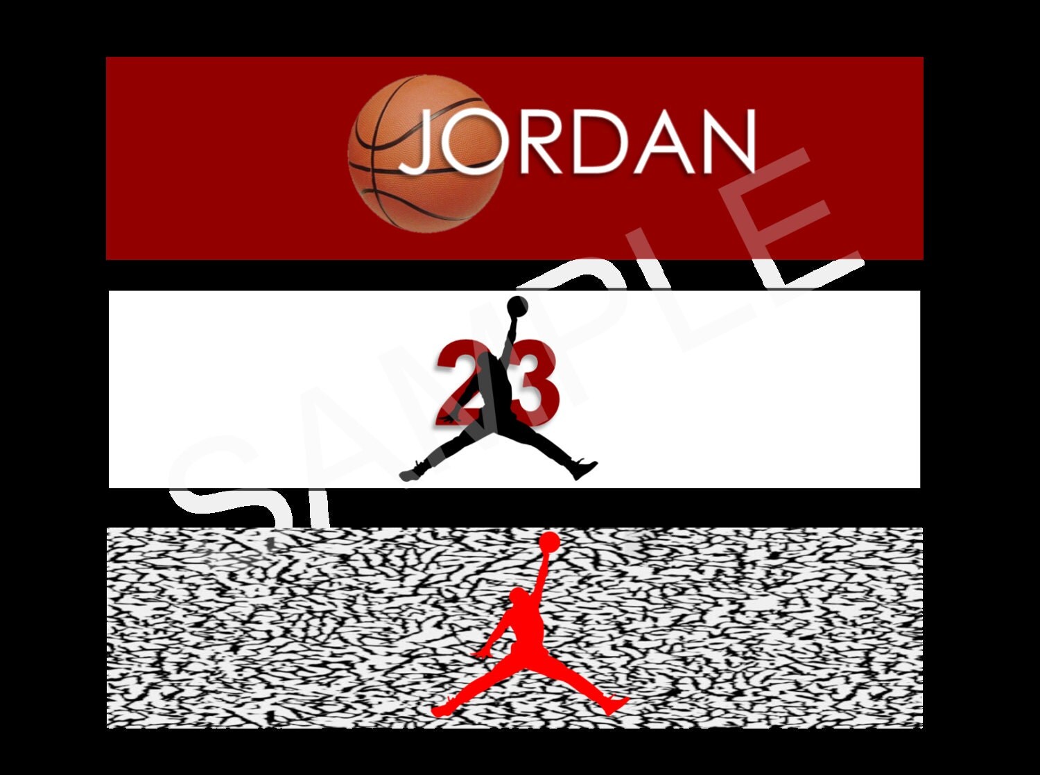 Jordan Water Bottle Label & Napkin Rings by FabulousFete on Etsy