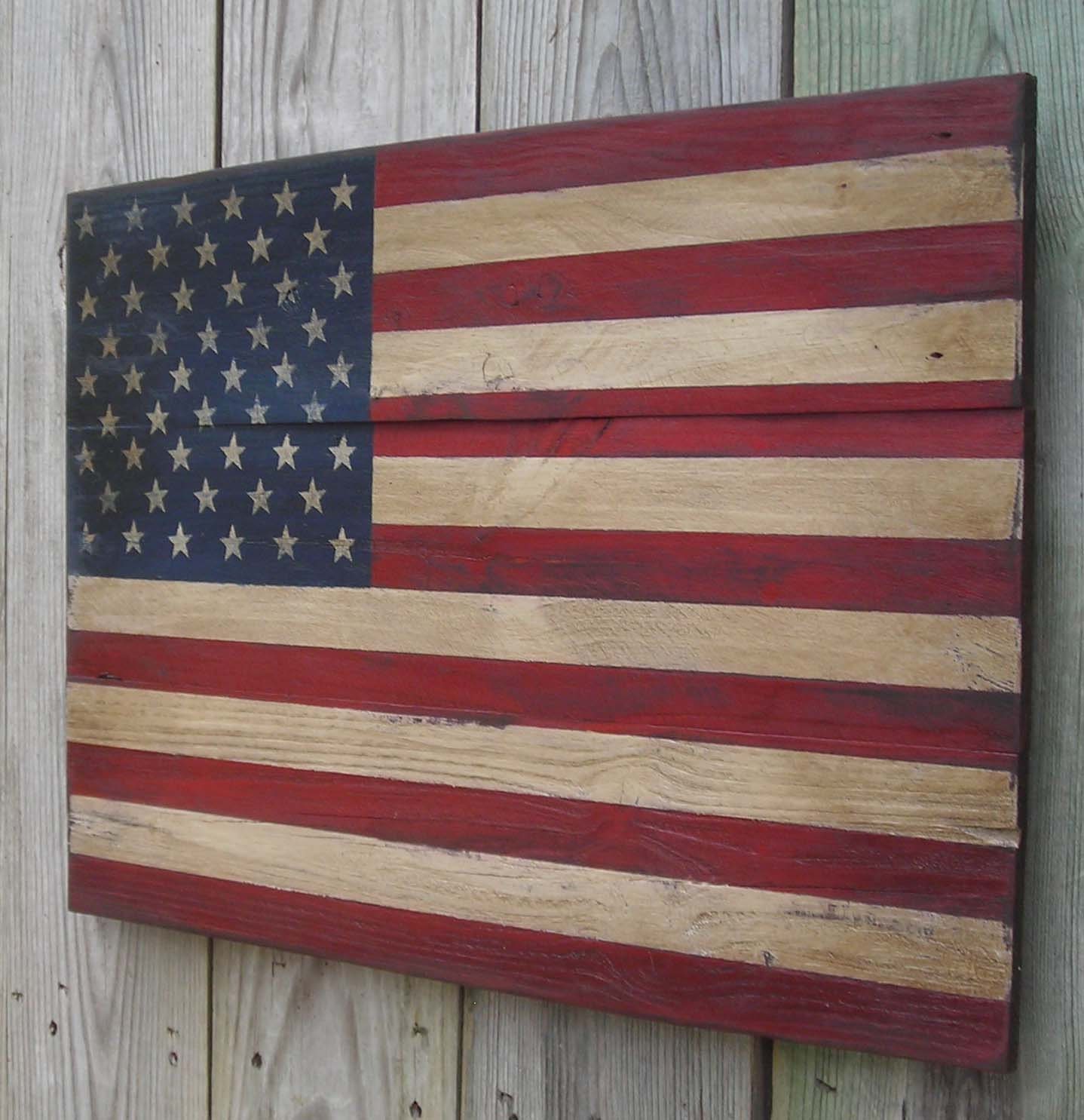 Weathered Aged Wooden American Flag 16 1/2 X by BettysWoodcrafts