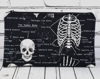 Glow in the Dark Skeleton Pencil Case, Skull Pencil Bag