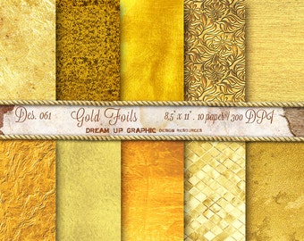 Gold Foil Digital Paper, Golden Digital Paper, Gold Paper, Gold Background, digital golden paper, gold paper texture, gold foil paper Des 61
