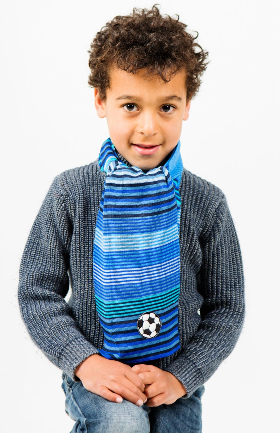Boys Scarf Blue Scarf Striped Scarf Football Scarf Boys