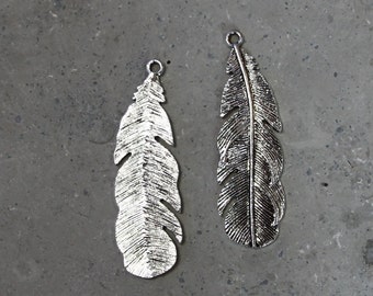 3 ea Large Feather Charms #138