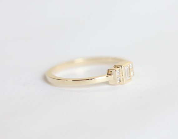 Baguette Diamond Ring Baguette Engagement Ring Gold Baguette