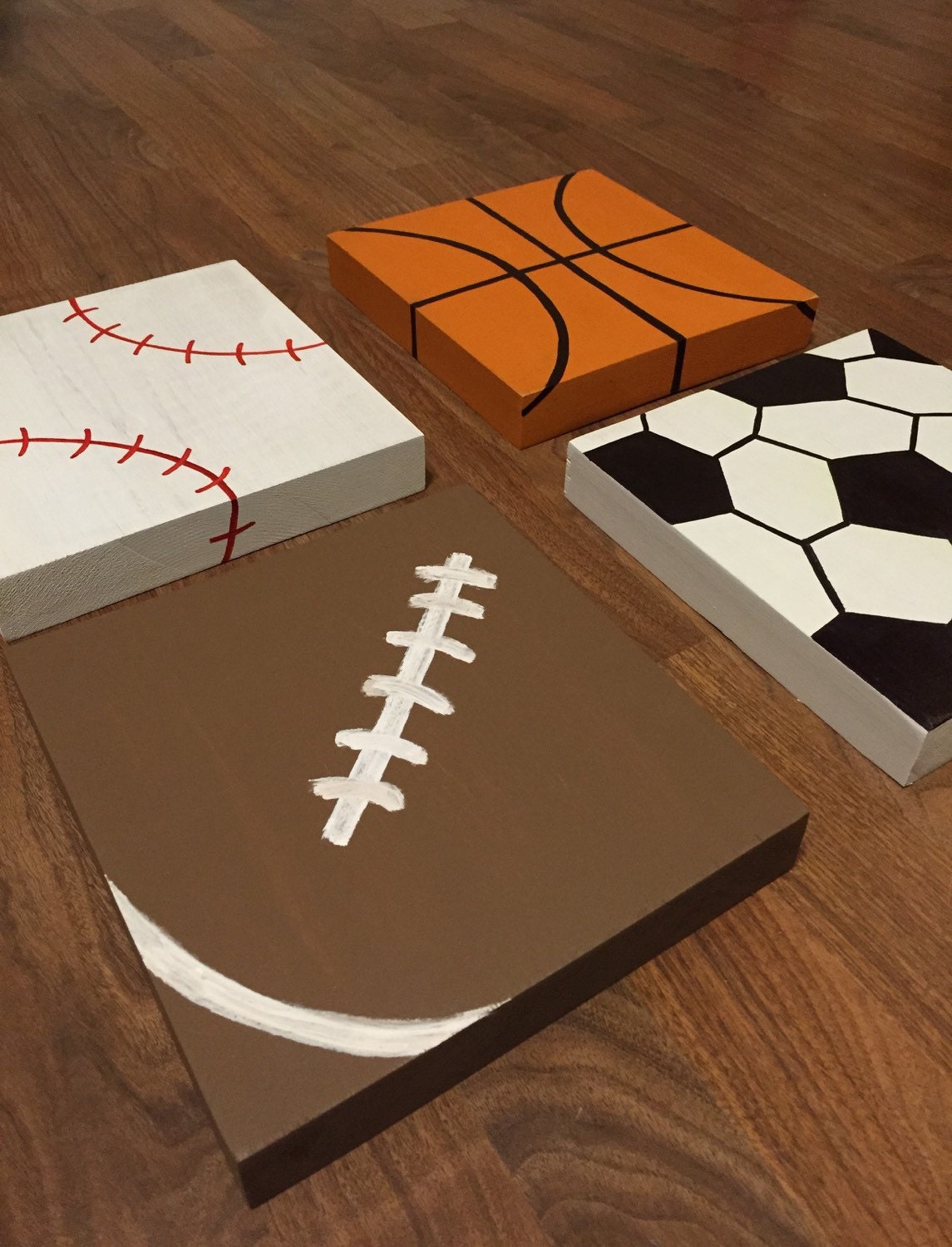 Wood Sports signs wood soccer ball wood football wood