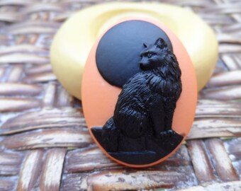 Cameo Cabochon Mold, Gothic Witch's Cat mold, Silicone push mold for resin, polymer clay, sugar craft- food safe, non toxic