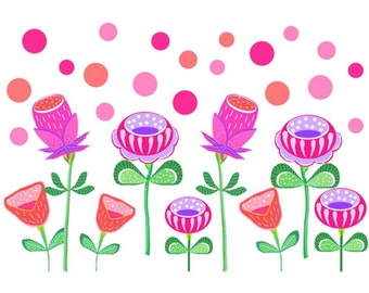 Wall Stickers, Wall Decor, Wall Decals Nursery, Nursery Wall Decals, Modern Nursery, Flowers Wall Decal, Wall Decals for Girls, Kids Decals