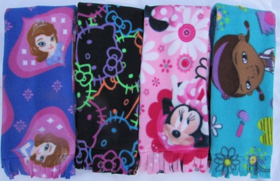 Girls fleece scarfs/Minnie mouse scarf/hello kitty scarf/doc mcstuffin scarf/Sophia scarf/toddler fleece scarf/toddler warm scarf