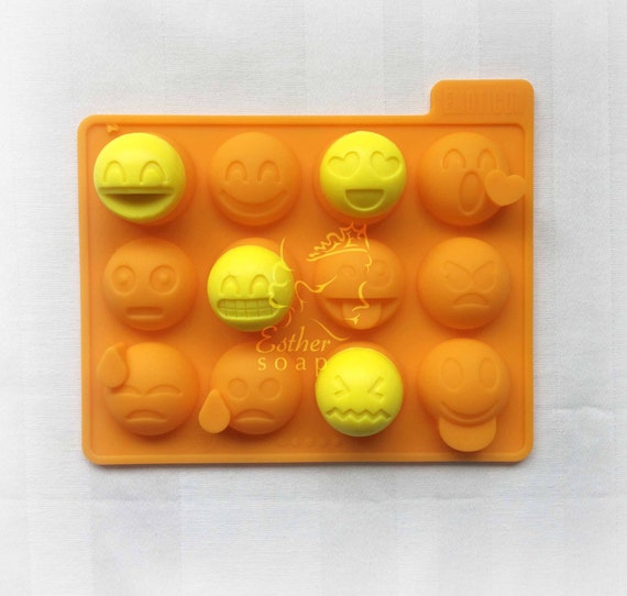 E035 12-cavity emoji icon silicone molds moulds by EstherSoap