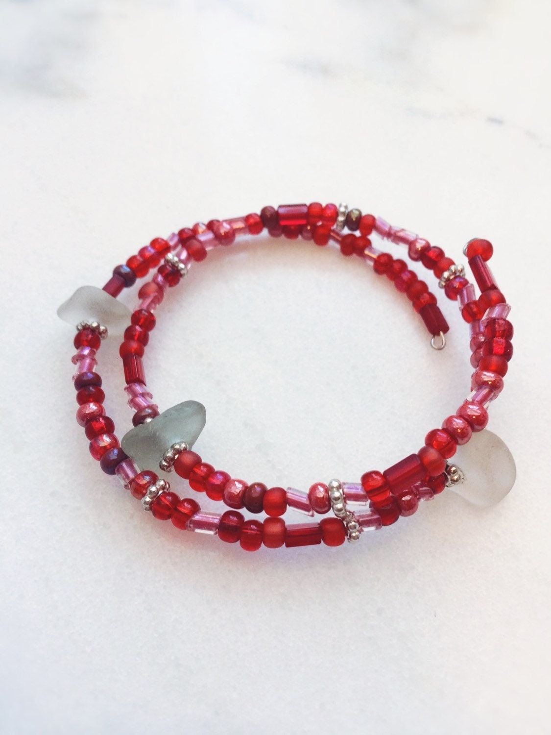 Sea Glass Bracelet Red Memory SeaGlass Beaded Jewelry Fun