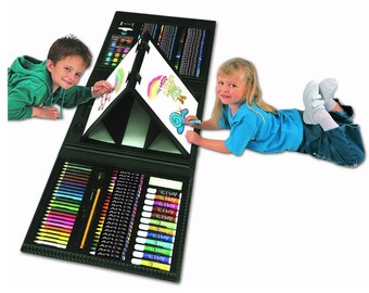 Kids 179 Piece Double Sided Trifold Easel Art Set, Traveling Or Indoor Art Easel Set To Inspire Kids Creativity, Paints With Carrying Case