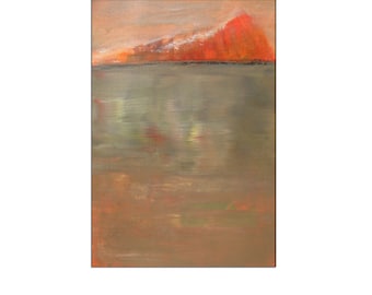 Glimmer Orange Painting Shimmer Light on Water Small Acrylic Landscape Abstract Painting on Paper Sparkle Abstract Water Original Painting