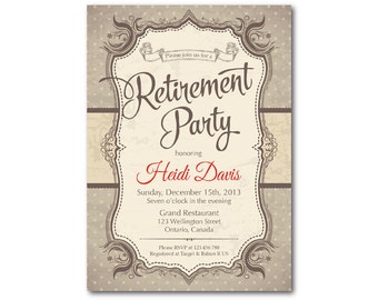 Retirement Party Invitations Printable Black & Gold