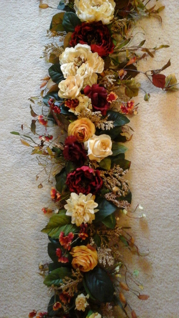 Floral Mantel Garland Swag Tuscan Floral by GiftsByWhatABeautifu