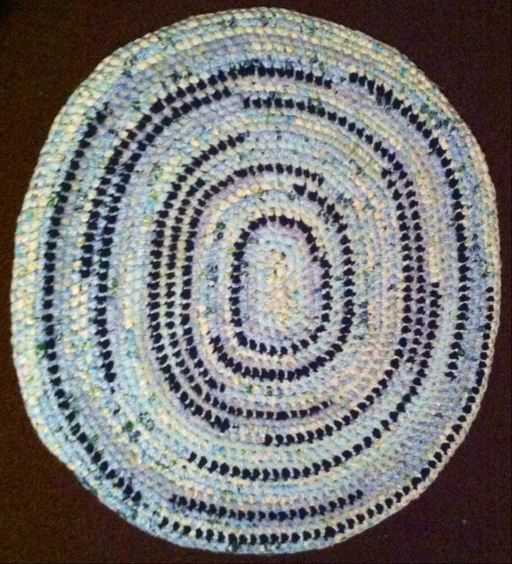 Handwoven rug dark and light blues