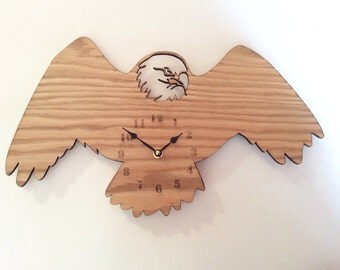 Eagle wall clock. wood wall clock, wood clock, wall clock wood, clock, wall clock, laser cut clock, large wall clock, eagle, eagle clock