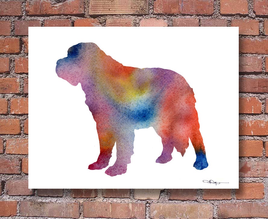 Saint Bernard Art Print Abstract Watercolor Painting Wall