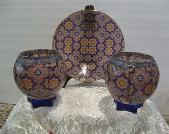 Stained glass look Plate and votive Candleholders centerpeice, Stained glass look, candleholder, decorative plate