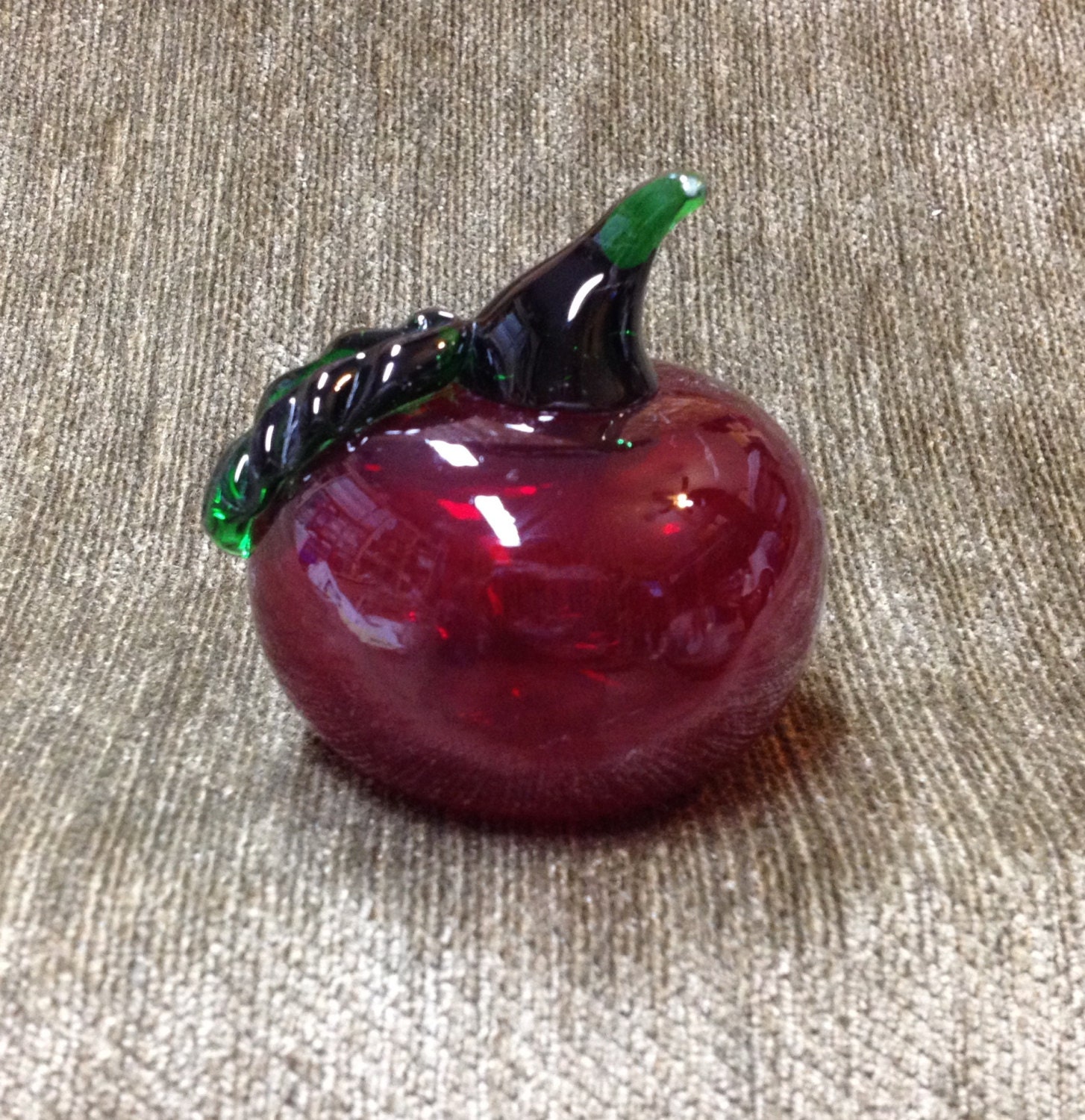 Blown Glass Murano Style Glass Apple Red Glass Apple 3084