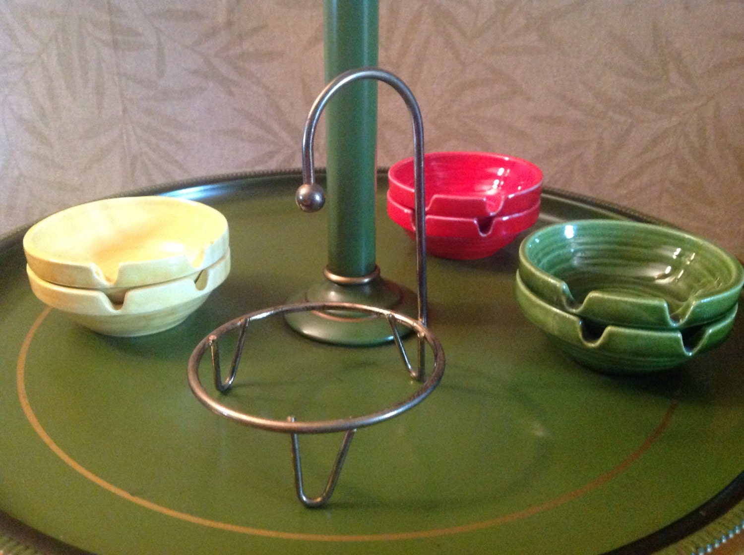 Vintage stacking ashtrays with holder retro ceramic ashtrays