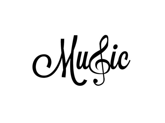 Cursive Music Text with Note