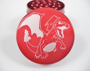 Pokemon Charizard 2.2" Laser Etched 4 Piece Metal Herb Grinder