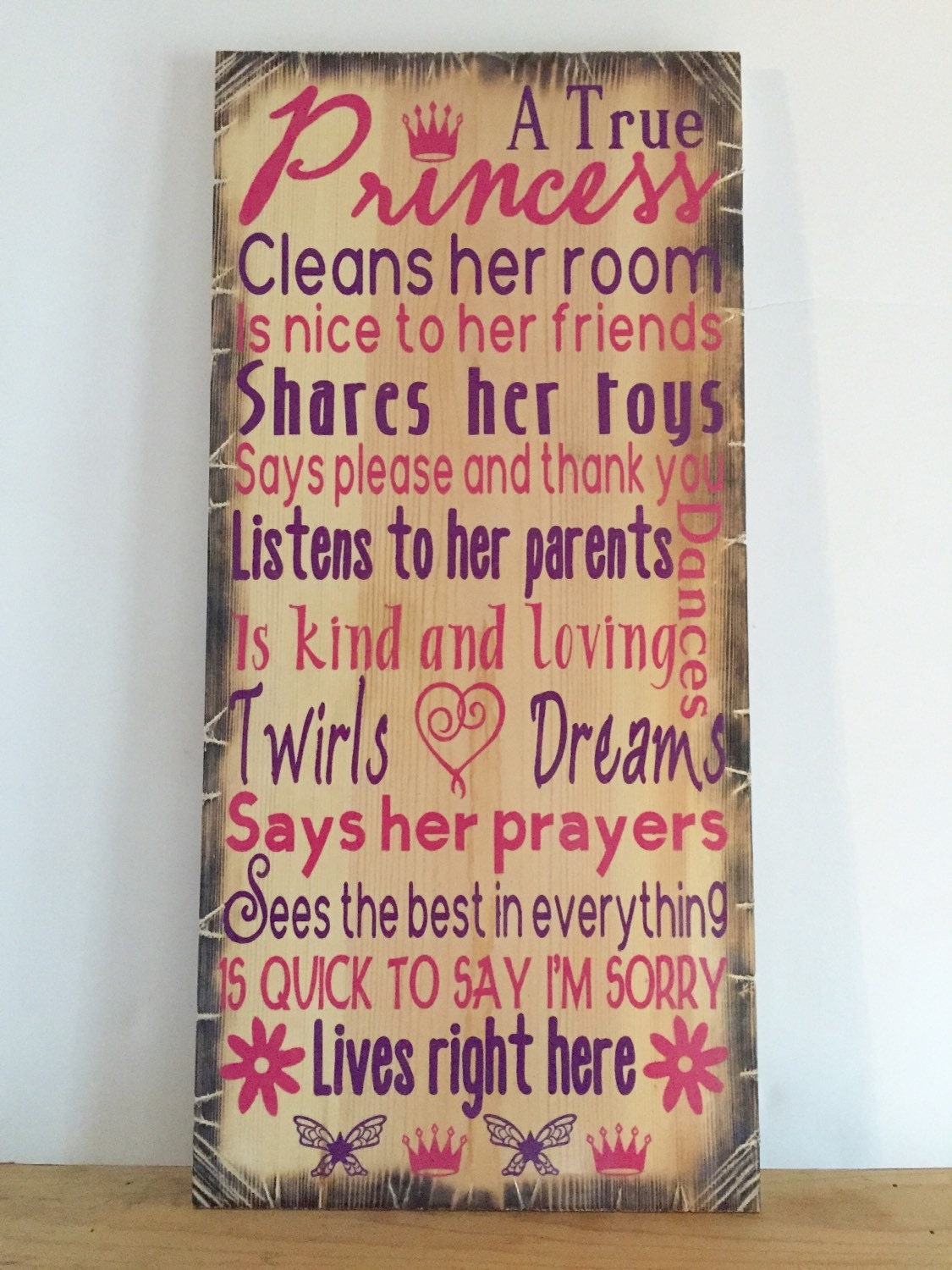 A True Princess Wooden Sign 12x24