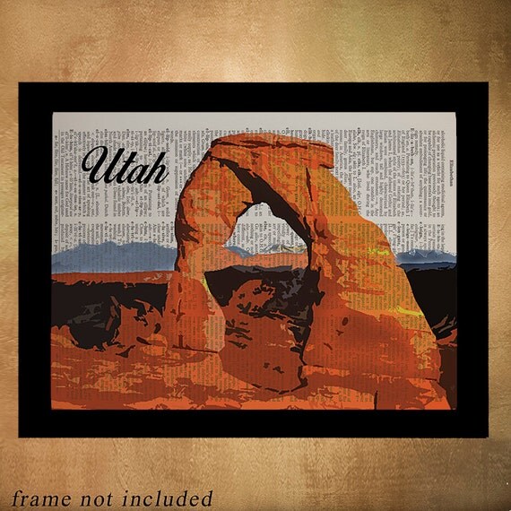 Utah Art Dictionary Art Print Arches Wall Art Utah Decor