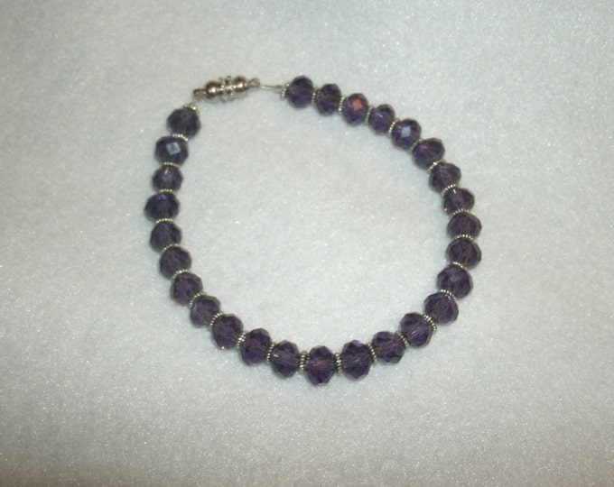Amethyst Crystal Bracelet - reduced price! faceted Amethyst rondelle beads, 6mm beads, Austrian Crystal beads, beautiful gift, Birthstone